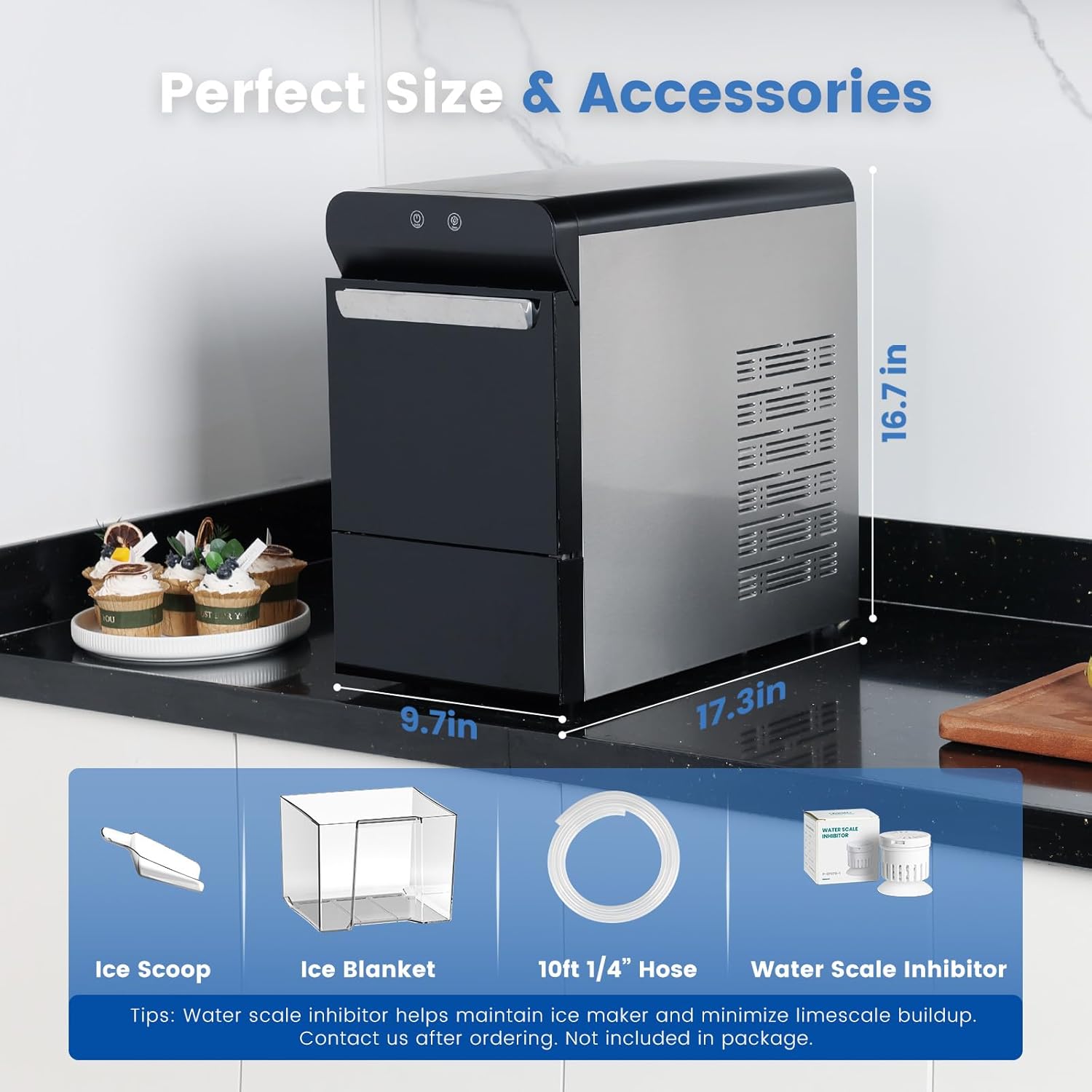 V2.0 Countertop Nugget Ice Maker with Self-Cleaning & 38 lbs/24 hrs Production