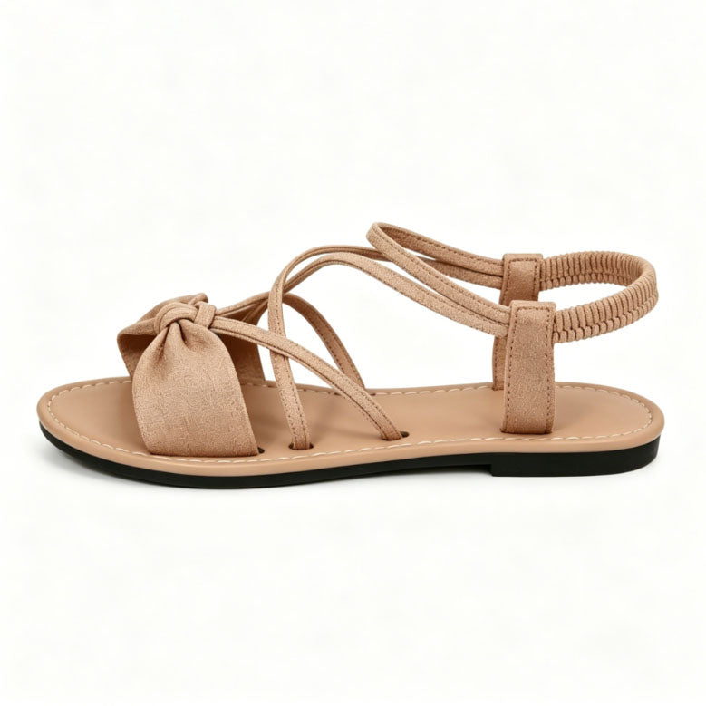 🎀 Knot-Front Stretch Ankle Sandals – Slide & Go with Arch Support ☀️