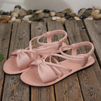 🎀 Knot-Front Stretch Ankle Sandals – Slide & Go with Arch Support ☀️