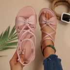 🎀 Knot-Front Stretch Ankle Sandals – Slide & Go with Arch Support ☀️