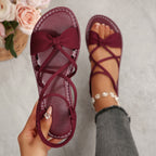 🎀 Knot-Front Stretch Ankle Sandals – Slide & Go with Arch Support ☀️