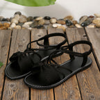 🎀 Knot-Front Stretch Ankle Sandals – Slide & Go with Arch Support ☀️