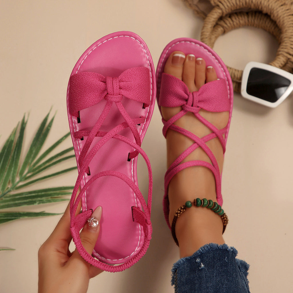 🎀 Knot-Front Stretch Ankle Sandals – Slide & Go with Arch Support ☀️